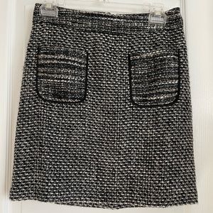 LOFT Petites Mini Tweed Skirt Black White Pockets Metallic 489328 Size 00P